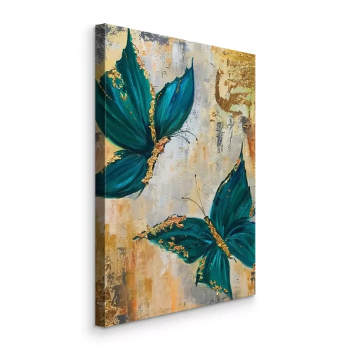 Bild Türkisfarbene Schmetterlinge mit glänzenden Golddetails