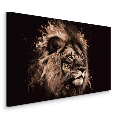 Bild Ein subtiles Aquarellporträt eines Löwen in warmen Brauntönen.