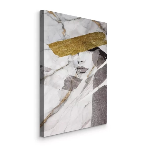Bild Porträt einer Frau vor Marmorgrund mit goldenen Akzenten