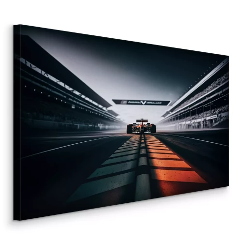 Bild Das Auto steht inmitten der Tribünen startbereit.