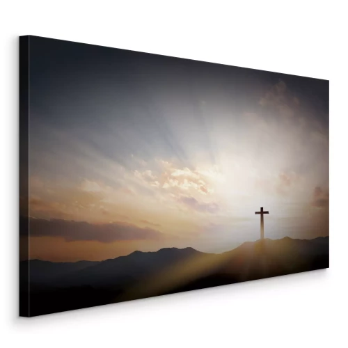 Bild Silhouette des Kreuzes im Morgenlicht