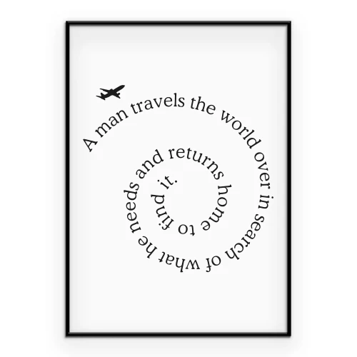 Poster Kreisförmige Reisebeschreibung mit einem Flugzeug