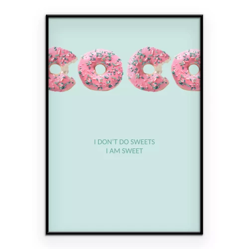 Poster Hübsche Typografie mit rosa Donuts