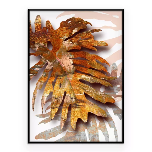 Poster Goldene Blätter, herbstliche Textur