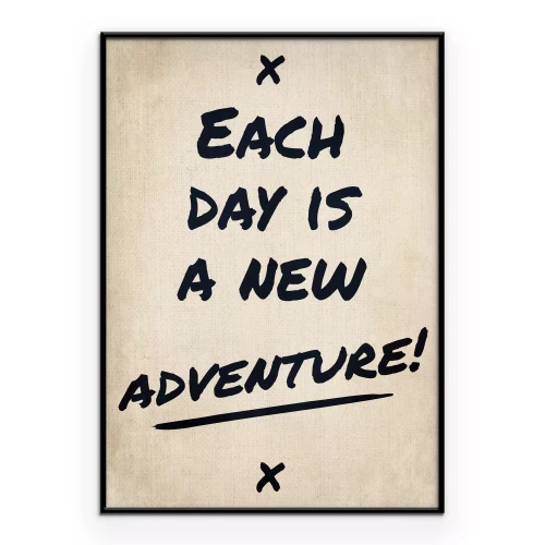 Poster Eine schwungvolle Inschrift über ein neues Abenteuer