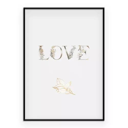 Poster Dezente Grafiken mit Blatt- und Liebesmotiven