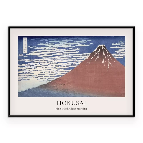Poster Ein Vulkan im minimalistischen japanischen Stil