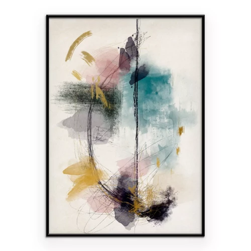 Poster Eine zarte Komposition aus Punkten auf beigem Hintergrund