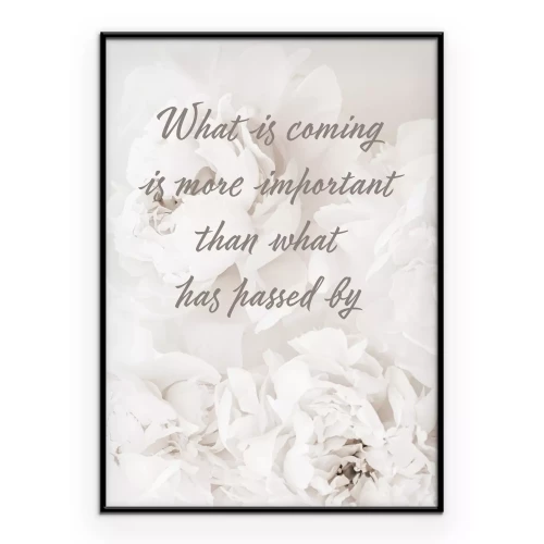 Poster Typografie auf weißem Pfingstrosenhintergrund