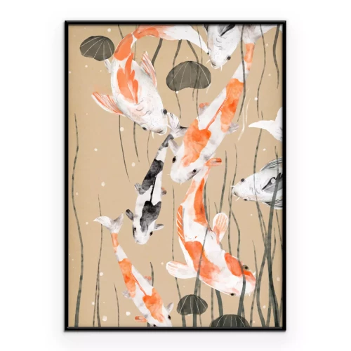 Poster Illustration eines zarten Koi-Karpfens