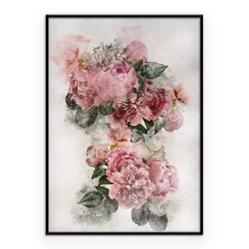 Poster Ein malerischer Strauß rosa Pfingstrosen