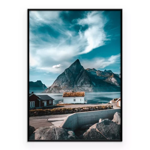 Poster Bergspiegelung im türkisfarbenen See