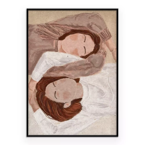 Poster Illustration der Freundschaft zwischen zwei Frauen in Pastellfarben