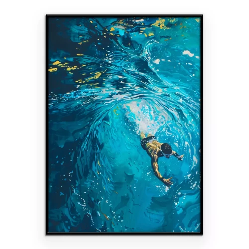 Poster Ein Mann schwimmt in einem Pool