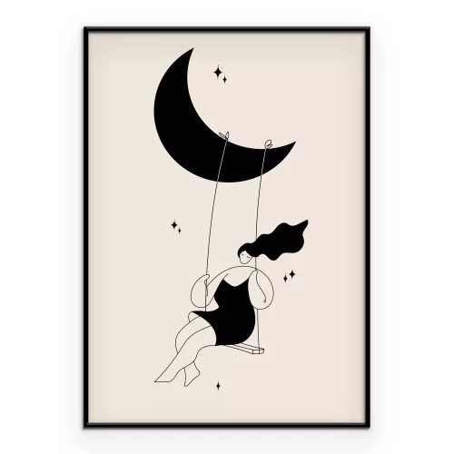 Poster Illustration einer Mondschaukel