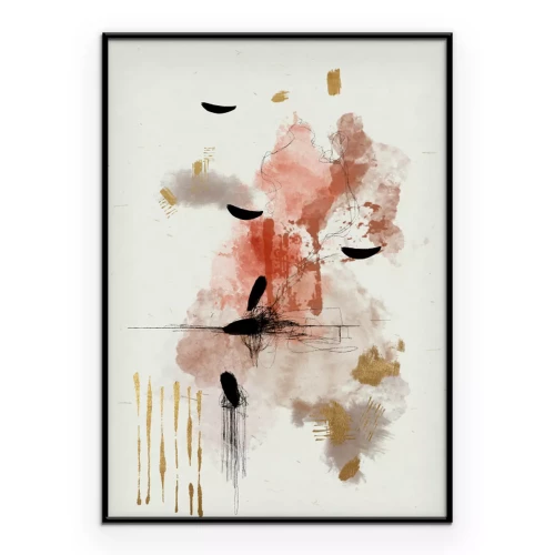 Poster Eine zarte Komposition aus Punkten und goldenen Akzenten