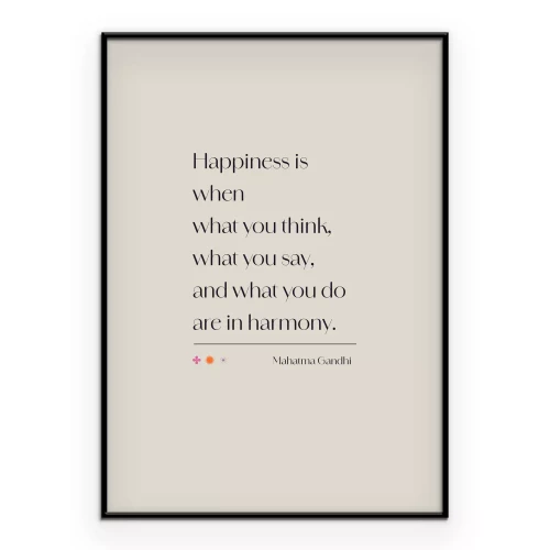 Poster Motivationstext über die Harmonie der Gedanken