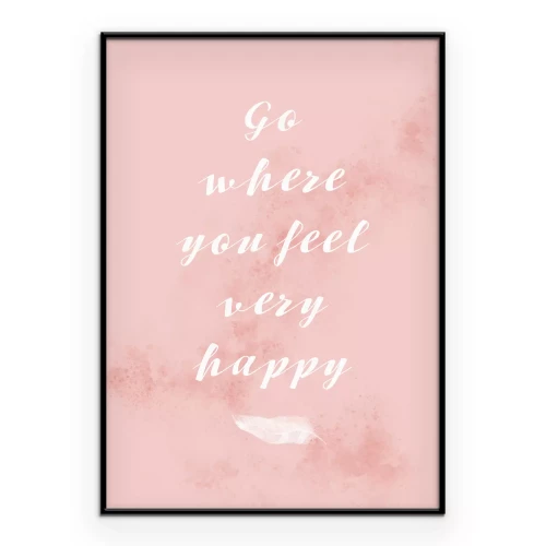 Poster Pastellfarbenes typografisches Motiv zum Thema Glück