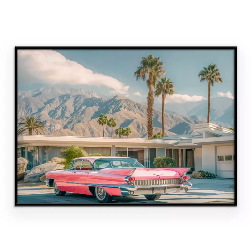 Poster Oldtimer vor der Kulisse der Rocky Mountains