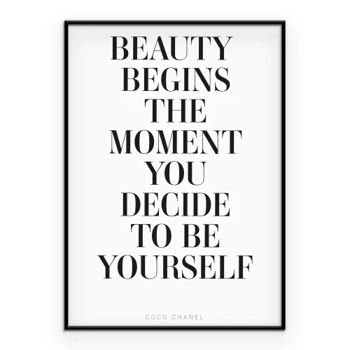 Poster Schwarze Schrift über die Freude, man selbst zu sein