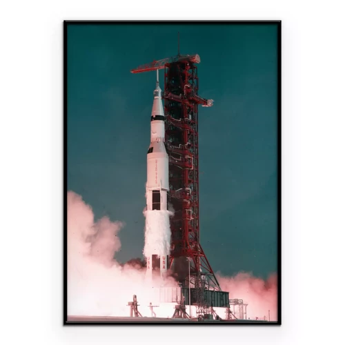 Poster Raketenstart mit starker Rauchentwicklung