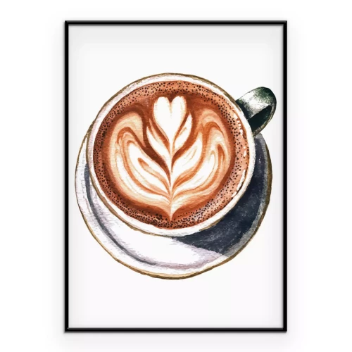 Poster Kaffeedekoration mit herzförmigem Schaum