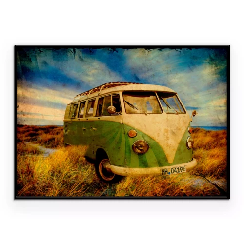 Poster Ein Oldtimer im trockenen Gras