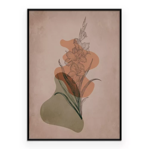 Poster Minimalismus der Pflanzen vor einem Hintergrund aus Flecken