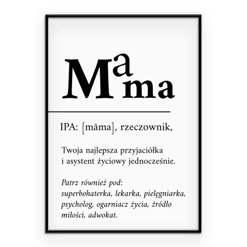 Poster Minimalistische Grafik mit einer Beschreibung von Mama