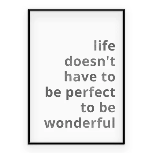 Poster Motivierende graue Inschrift über das Leben