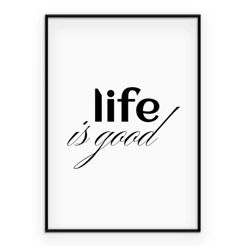 Poster Minimalistische schwarze Schrift über die Freude am Leben