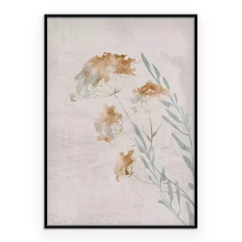 Poster Aquarellwiese im Morgennebel