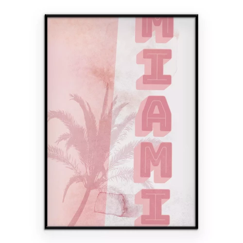 Poster Typografie auf rosa Palmenhintergrund