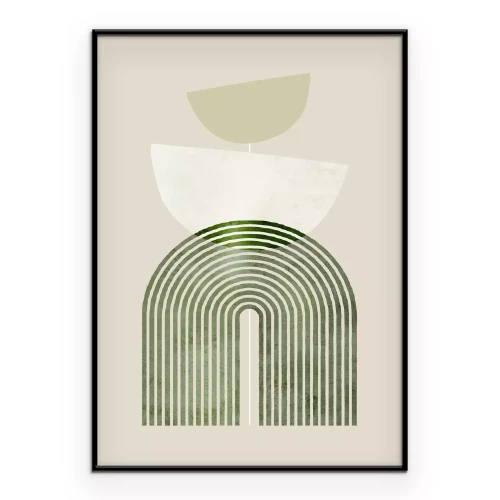 Poster Geometrie mit grünen Linien