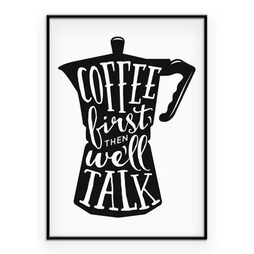 Poster Schwarze Kaffeekanne mit Typografie