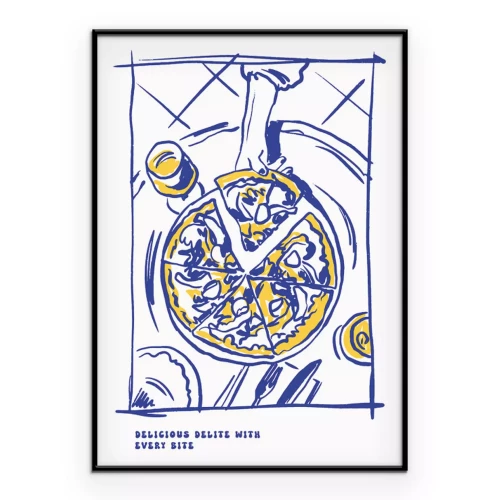 Poster Ein zauberhafter Abend mit dem Duft von Pizza und einem Glas Wein