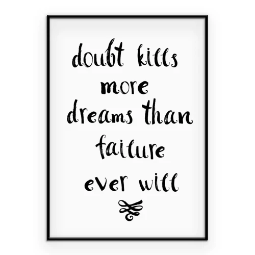 Poster Eine typografische Inschrift über die Macht des Zweifels