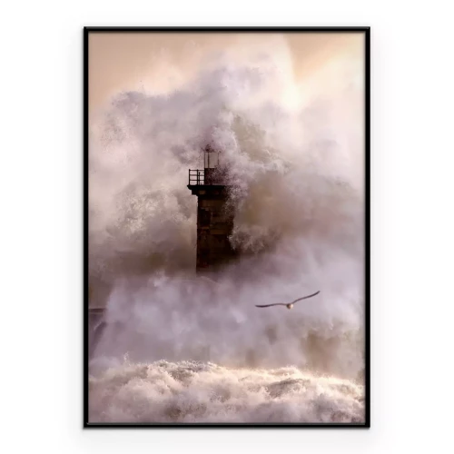 Poster Ein Leuchtturm im dichten Nebel