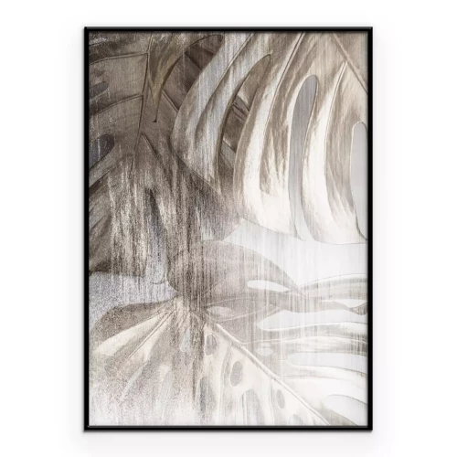 Poster Verschwommene Komposition von Blättern auf hellem Hintergrund