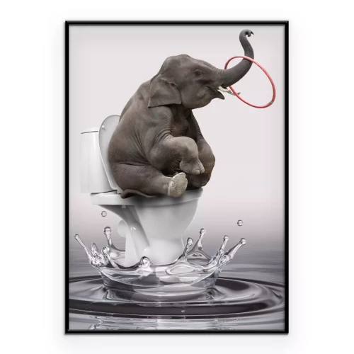 Poster Eine humorvolle Szene mit einem Elefantenbaby