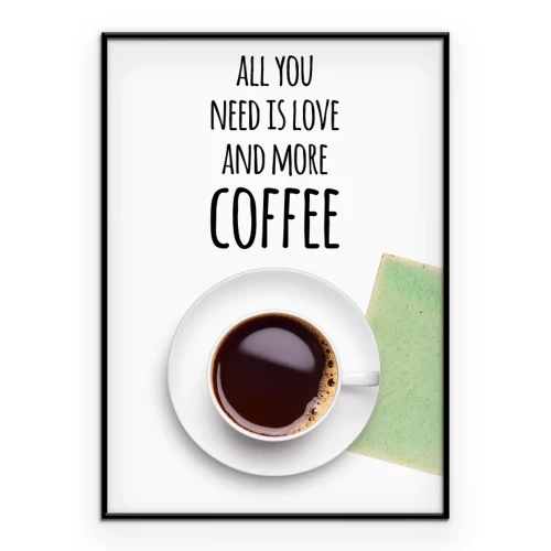 Poster Eine Tasse Kaffee mit Inschriften