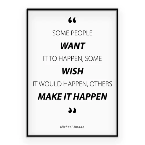 Poster Motivierende Typografie mit einem Zitat über Handeln