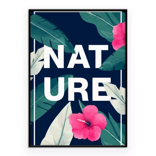 Poster Typografie zwischen Blättern und Blüten