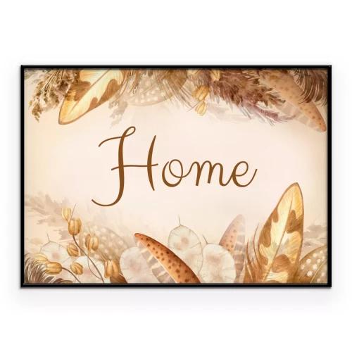 Poster Die Inschrift „Zuhause zwischen Herbstblättern“