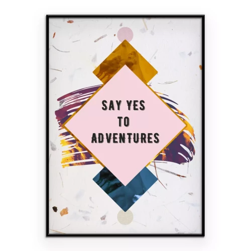 Poster Abstraktion mit einer Inschrift über Abenteuer