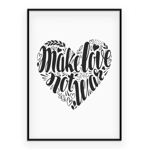 Poster Schwarz-weißes typografisches Motiv mit einem Herz