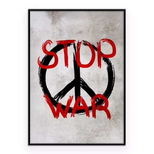 Poster Antikriegsgrafik mit rotem Slogan