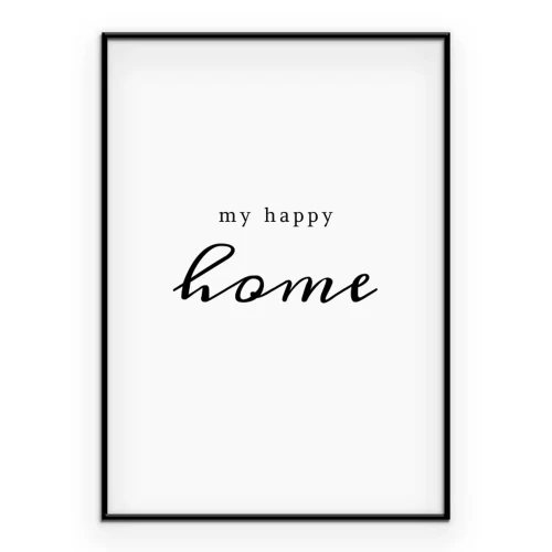 Poster Ein minimalistischer Text über ein glückliches Zuhause