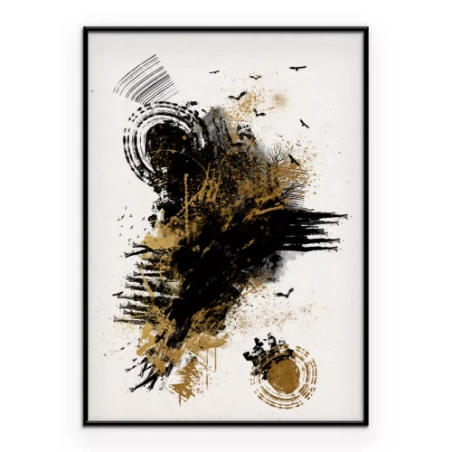 Poster Eine ausdrucksstarke Komposition mit einem dunklen Fleck