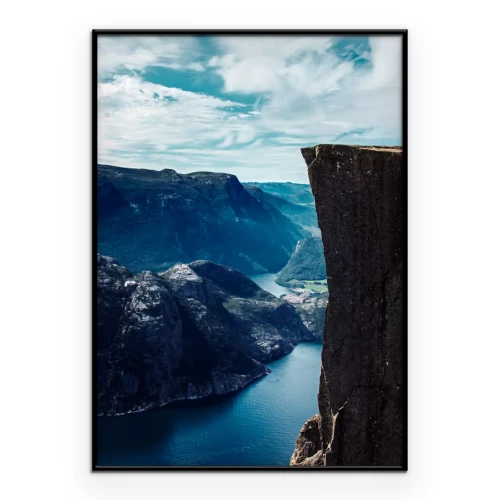 Poster Berglandschaft und azurblauer See